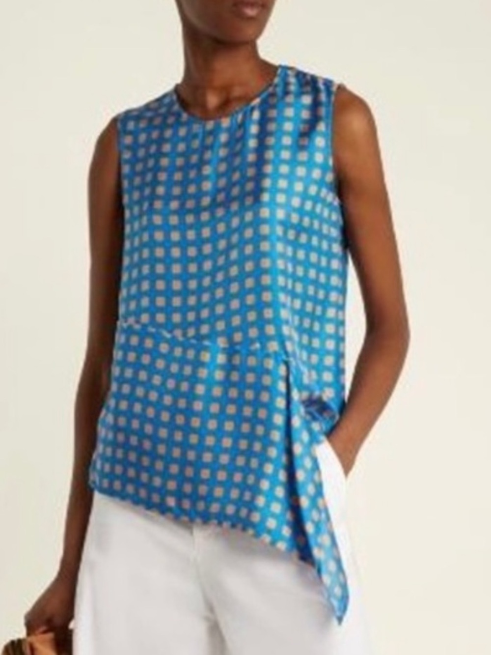 Diane Von Furstenberg Mura Tile Top Size Small Silk Geometric Wrap Asymetrical
